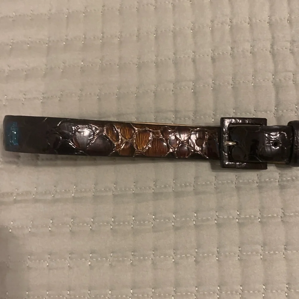 DNKY Italian alligator Calfskin Belt NWOT Size Youth Extra Lg Gold/Black design